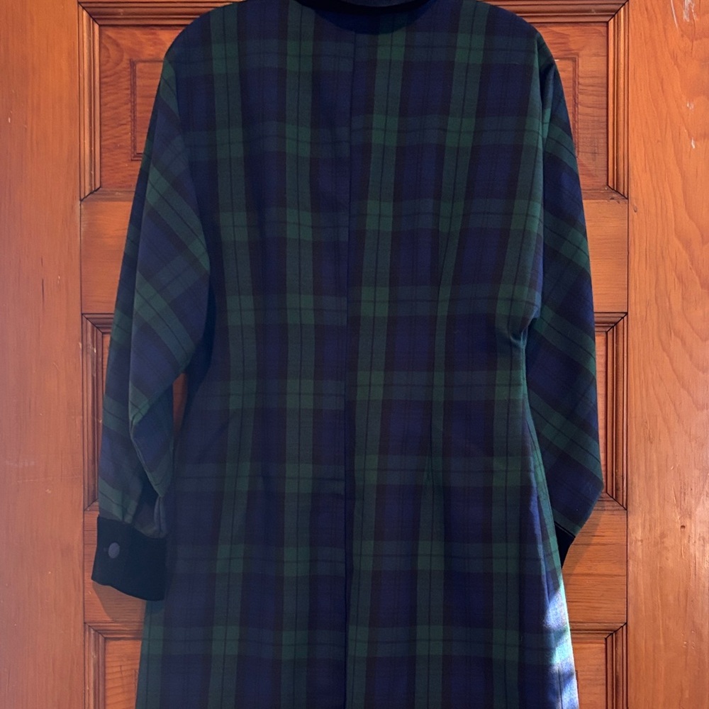 Alexia Admor Navy and Green Glen Plaid Velvette  Dress With Black Velvet Trim - Picture 5 of 6